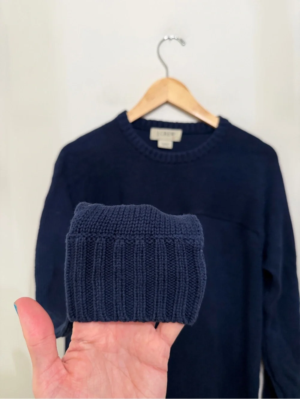 J. Crew Heritage Cotton Crewneck Sweater Knit Pullover Navy Blue Cozy Men’s M
